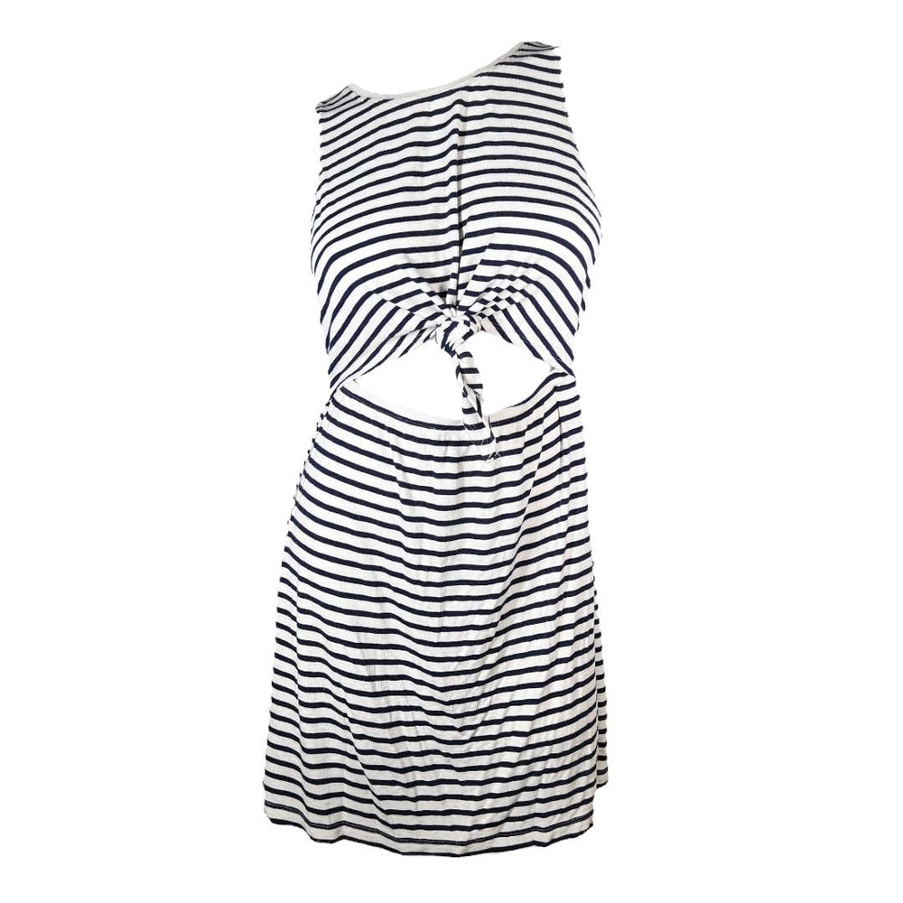 Aerie Dress Navy Striped Cutout Tie Waist Casual Tank Dress L